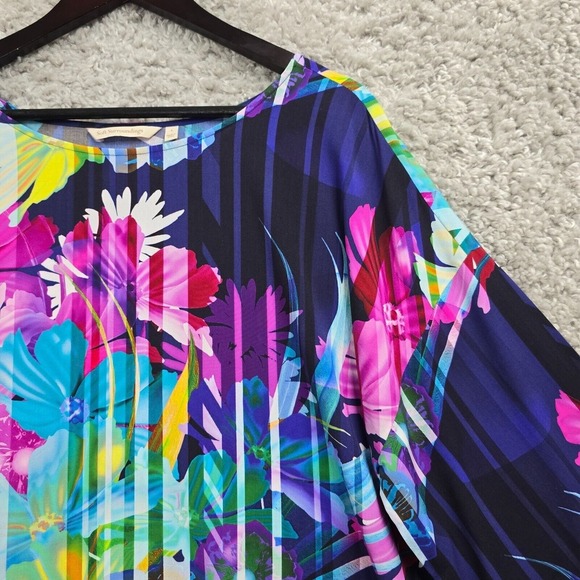 Soft Surroundings Mignon Top Womens Large Colorful Floral 3/4 Sleeve Tropical - Picture 4 of 11
